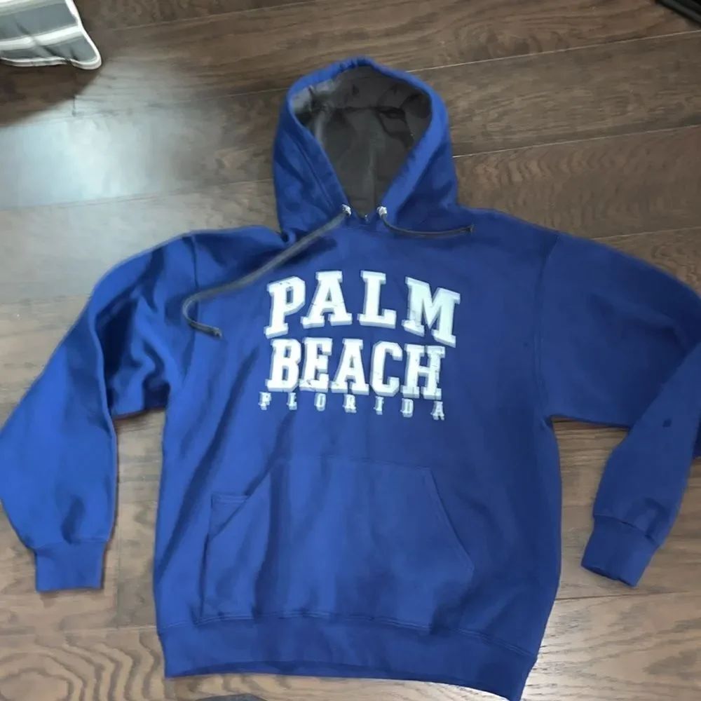 Blue Palm Beach Florida thick men’s hooded hoodie sweatshirt L